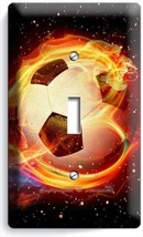 Soccer Ball Fiery Flame Football 1G Light Switch Wall Plate Boys Game Room Decor - £9.63 GBP