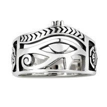 Egyptian Eye of Horus Ankh Cross Sterling Silver Ring-7 - £20.88 GBP