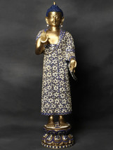 32&quot; Large Standing Preaching Buddha Brass Idol with Inlay Work | Home Decor - £1,217.13 GBP