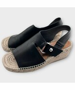 RAG &amp; BONE black leather Arc Wedge peep toe espadrille sandals size 38.5 - €106,17 EUR