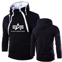 Mens ALPHA Print Hoodie Solid Color Windproof Motorcycle Wear Spring Fall Long S - $159.77