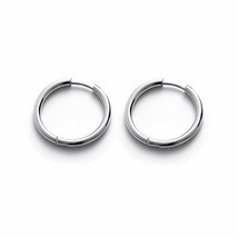 1 pair Stainless Steel Round Hoop Earrings for Women Dia 8/10/12/14/16/18/20Circ - £10.47 GBP