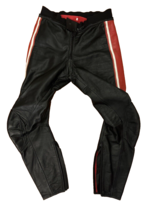 Vintage Dainese Leather Motorcycle Pants Track Racing Size Euro 52 Black Red - £84.20 GBP