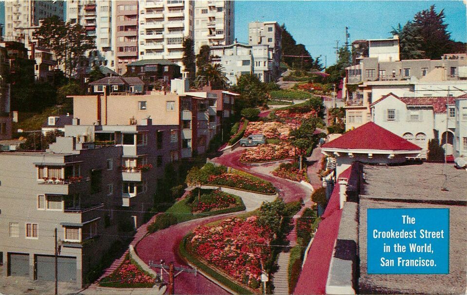 Chrome Postcard CA G060 The Crookedest Street in the World San Francisco... - $3.47
