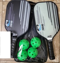 Pickleball 2 Paddle Carbon Fiber MX Set with 4 Balls and Carry Bag SHIP ... - $55.58