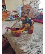 VINTAGE FISHER PRICE WOODEN FIDO ZILO # 707 WOOD PULL TOY WORKS Good Con... - $56.10