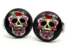 Sugar Skull Earrings Edgy Day Of The Dead Mexico Tattoo Stud Alternative Goth Uk - £3.40 GBP