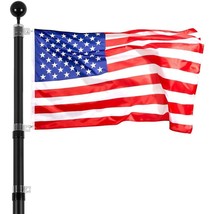 VEVOR 20FT Telescopic Flagpole Kit Heavy Duty Aluminum Flag Pole American Black - £113.98 GBP