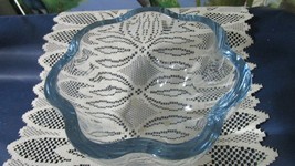 Strombergshyttan Thick Blue Crystal Bowl Reticulated Borders Ribbed Body Signed - £196.13 GBP
