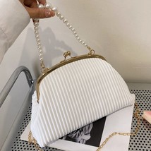 INS Elegant Women Pink White Clip   Bag   Chain Sling Bag PU Leather Handbags an - £63.39 GBP