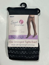 Secret Treasures Womens Black 20 Denier Sheer Thigh High 2 Pairs Size Missy NEW - $3.90