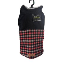 Eddie Bauer Dog Field Coat Size L Black Red Plaid Faux Shearling-Lined N... - £20.81 GBP