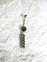 Infinity Celtic Forever Knot Bar W Dbl Green Cz Navel Ring / Belly Button Ring - £6.37 GBP