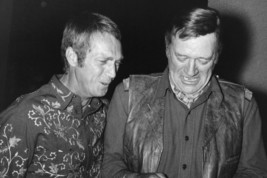 John Wayne and steve mcqueen rare candid legendary stars 18x24 Poster - £19.17 GBP