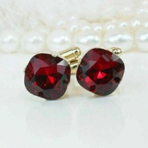 14k White Gold Plated 4.20Ct Cushion Simulated Red Garnet Wedding Cufflinks  Men - £89.00 GBP