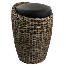Elama 1 Piece Wicker Outdoor Ottoman Chair in Brown and Black - £89.39 GBP