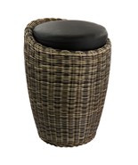 Elama 1 Piece Wicker Outdoor Ottoman Chair in Brown and Black - £88.28 GBP