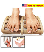 Large Dual Foot Massager Roller Feet Relax Wooden Bamboo Foot Pain Massa... - £13.19 GBP