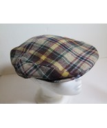 VTG Pendleton Newsboy Cap Flat Hat 100% Wool Beige Gray Red Plaid M - $28.45