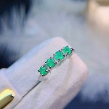 Vintage 100% 925 Sterling Silver Emerald Gemstone Wedding Engagement Diamonds  F - £92.97 GBP