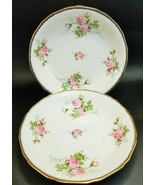 Vintage Low Soup Bowl Serving Pink Roses Porcelain Lot 2 - £13.23 GBP