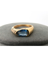 Stuller 14k London Blue Topaz Ring Pear Cut Yellow Gold 4.76 Grams Size 7.5 - $346.49