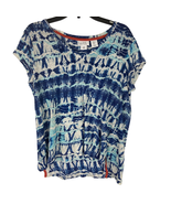 Nicole Miller V Neck Linen Shirt Women S Tie Dye Short Sleeves Lightweig... - £10.66 GBP