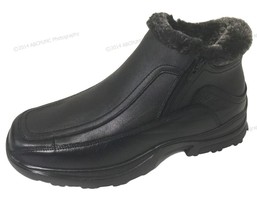 New Men&#39;s Winter Ankle Boots Leather Warm Fur Lined Dual Side Zipper, Si... - €27,21 EUR