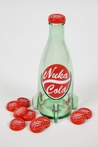 Fallout Nuka Cola Glass Bottle + 10 Bottle Caps Rocket Replica Figure - $125.00