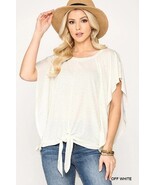 Women&#39;s Leopard Jacquard Knit Jersey Top With Front Tie, Ruffled Sleeve - $451.30 MXN