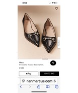 Gucci Erin Horsebit Pointed Leather Ballerina Ballet Flat Shoes Black  3... - $1,151.83 CAD