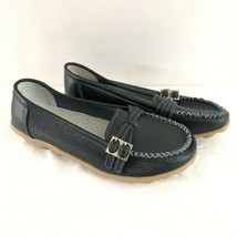 Kunsto Womens Loafers Flats Slip On Faux Leather Buckle Black Size 39 US 8 - £15.15 GBP