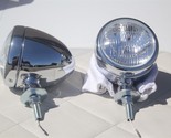 Vintage Style Fog Light Lamps Tear Drop 12 Volt Chrome Clear Hot Rod Tru... - $127.03