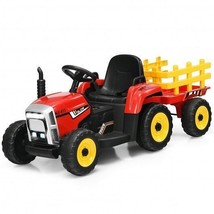 12V Ride on Tractor with 3-Gear-Shift Ground Loader for Kids 3+ Years Old-Red - - £161.92 GBP