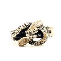 Vintage Signed  Sterling Silver Carved Etched Two Snake Intertwine Coil Ring 8 - £31.80 GBP