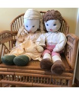 WWII Vtg (2) Pair Large Cloth  Dolls Hand Stitched  Jointed 30” Child Si... - $183.15