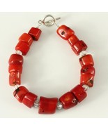Modern ETHNIC Hawaiian Jewelry Over Dyed CORAL Crystal Beaded Bracelet 8.5&quot; - £16.18 GBP