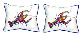 Pair of Betsy Drake Crayfish Small Pillows 11 Inch X 14 Inch - £54.79 GBP