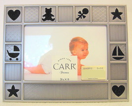 Brushed Pewter Baby Frame 3.5 x 5 Cut Out Designs 32403512 - £19.65 GBP