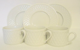 Oneida Cups and Saucers Westerly Basket Stoneware 6 PC Set - £35.17 GBP