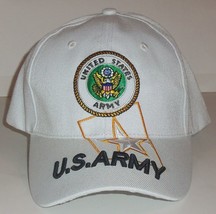 NEW!  U.S. ARMY WHITE NOVELTY BASEBALL HAT - $18.65