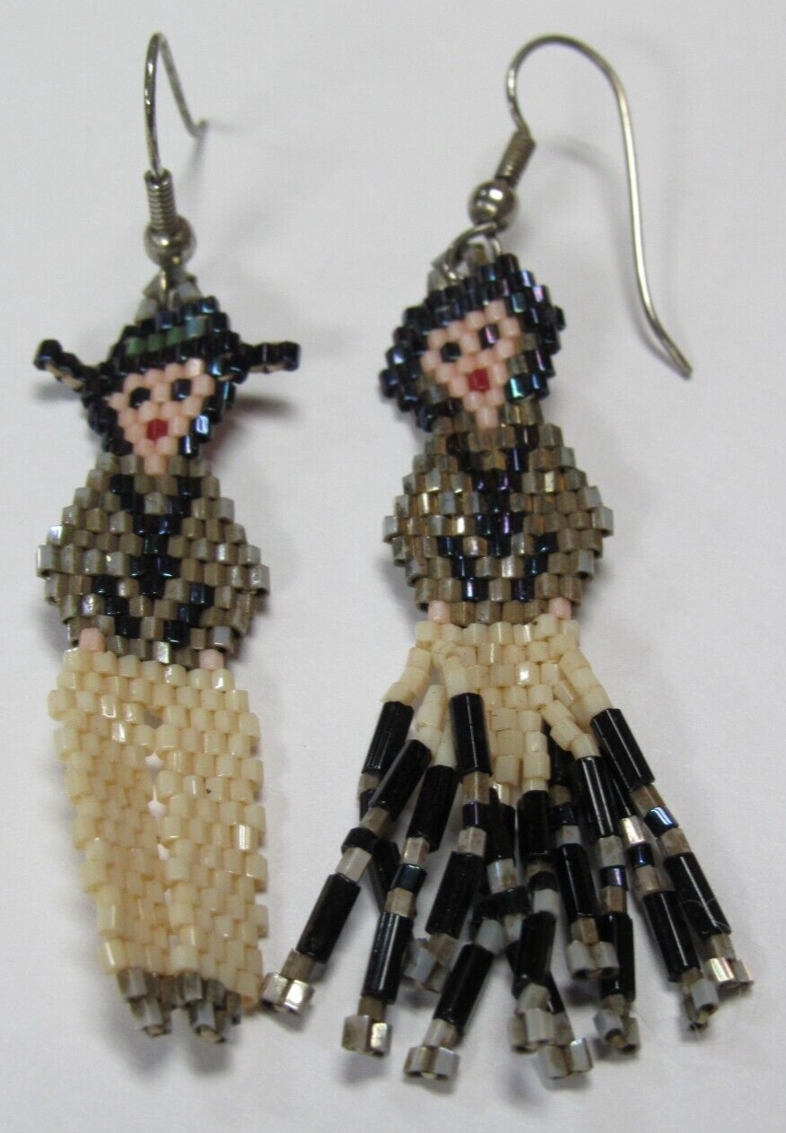 Beaded Cowboy &amp; Cowgirl Dangle Earrings 2&quot; - $21.77