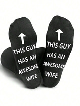 Men&#39;s Socks An Awesome Wife Calf Anti Slip Socks for Husband Novelty Gift - $3.76