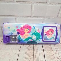 Mermaid Pencil Case With Pencil Crayon Sharpener Pop Up Calculator Stora... - $10.81