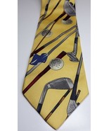 AKA Eddie Bauer Silk Tie Yellow Golf Clubs 60&quot; Long 4&quot; Wide - £7.91 GBP