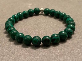 Malachite Bead Bracelet, Mens Malachite Bracelet, Green Malachite Bracelet Men,  - £16.05 GBP