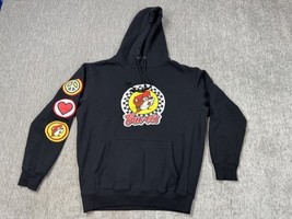 Buc-ee&#39;s Hoodie Mens Medium Black Pullover Peace Love Logo Graphic Sweat... - $635.62 MXN