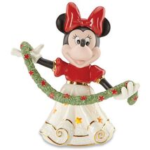 Lenox Disney Lighted Merry Minnie Figurine Mouse With Garland 6.5" Chris... - $59.00