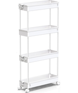 SPACEKEEPER Slim Rolling Storage Cart 4 Tier Bathroom Organizer Mobile S... - £23.51 GBP