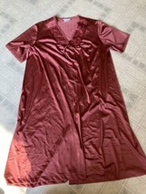 Vintage JC Penney Long Robe Dusty Rose Satin Robe Button front Size Medium - £19.38 GBP